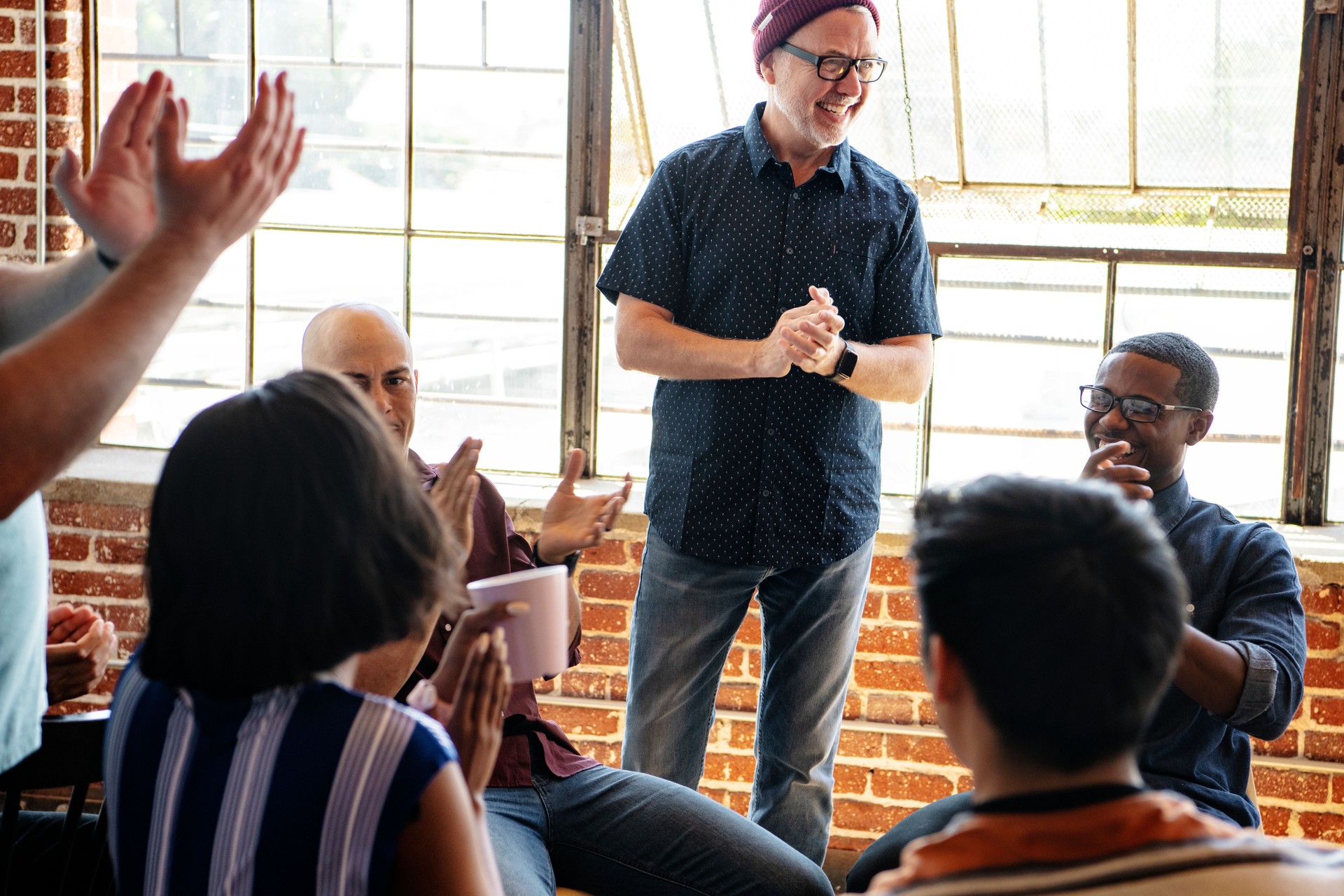Diverse people in a support group
